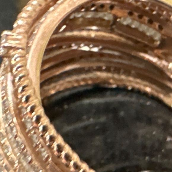 14Kt Rose Gold Diamonds Band Many Layers rings Stacked together! - Picture 5 of 8